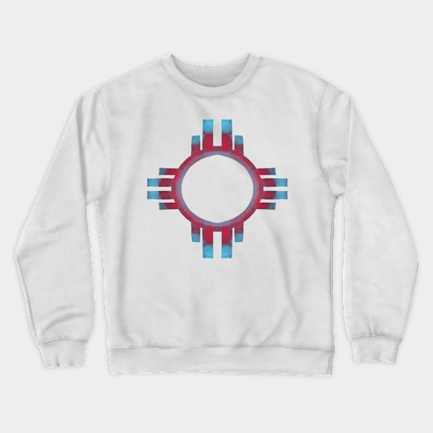 Turquoise & Red Zia Crewneck Sweatshirt by lizzyad